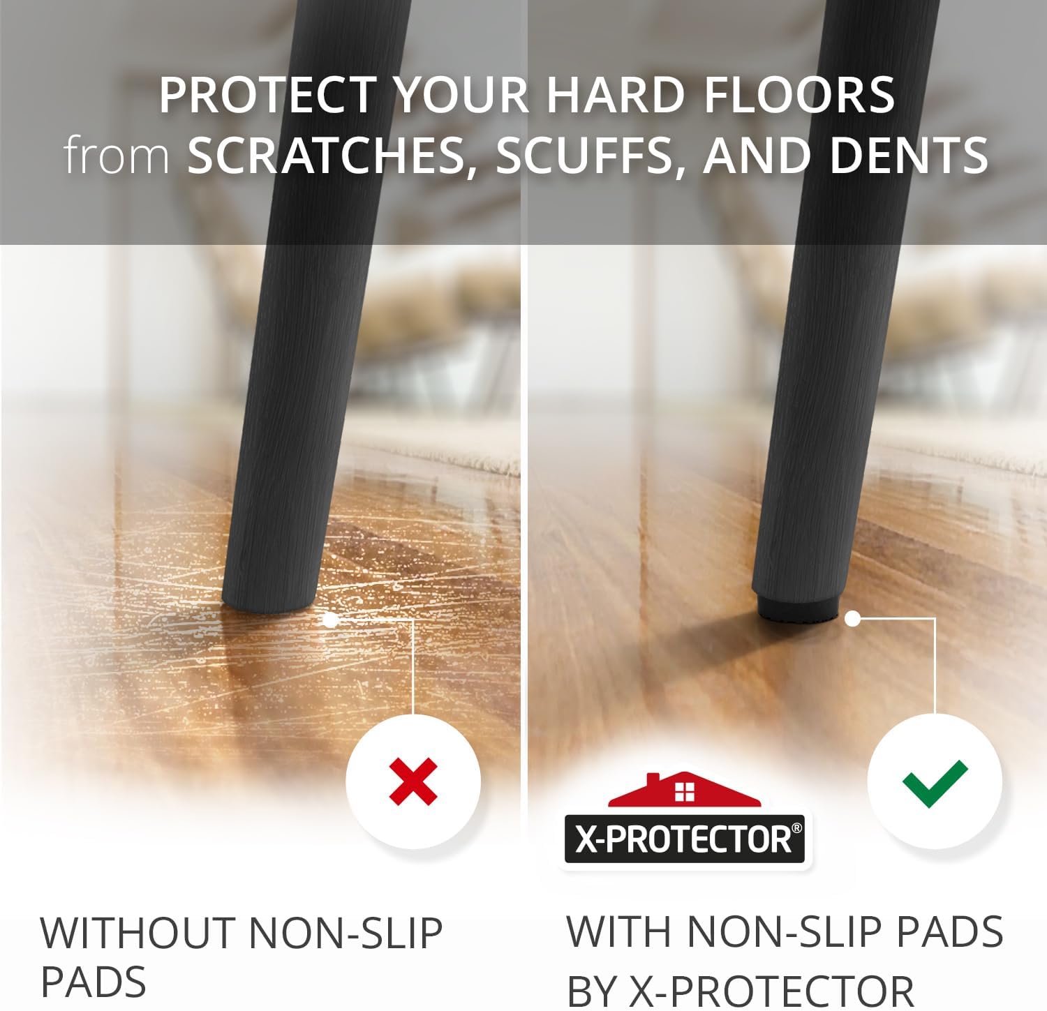 32 Pack 0.95" Screw On Rubber Furniture Feet - Premium Non Slip Pads for Chair Legs - Furniture Grippers for All Surfaces - Protect Floors from Skidding