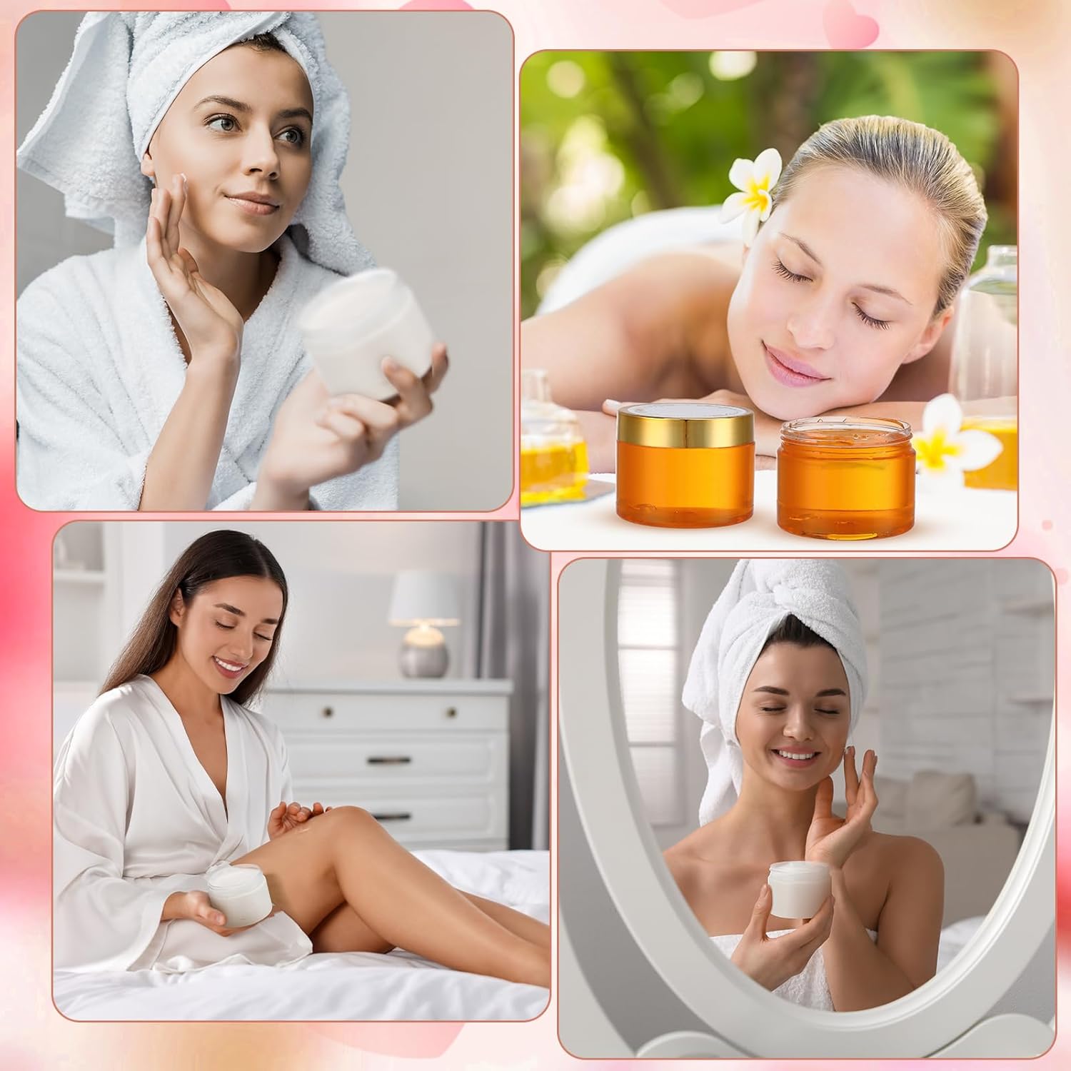 32 Pack 5 oz Plastic Jars with Gold Lids - Clear Empty Containers for Body Butter, Makeup, and Food Storage