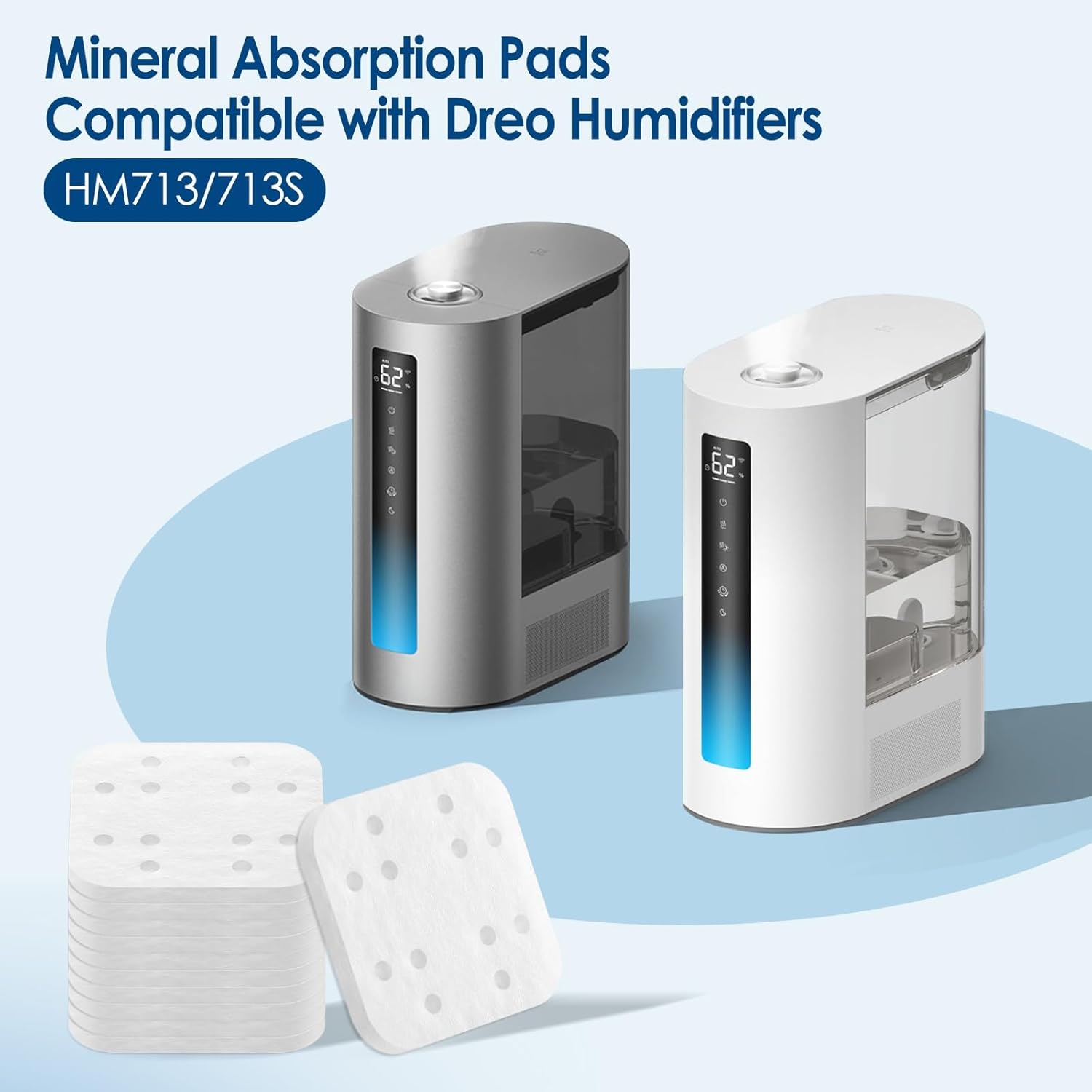 32-Pack Mineral Absorption Pads for Dreo Humidifiers HM713, HM713S/813S - Reduce Limescale & Improve Efficiency