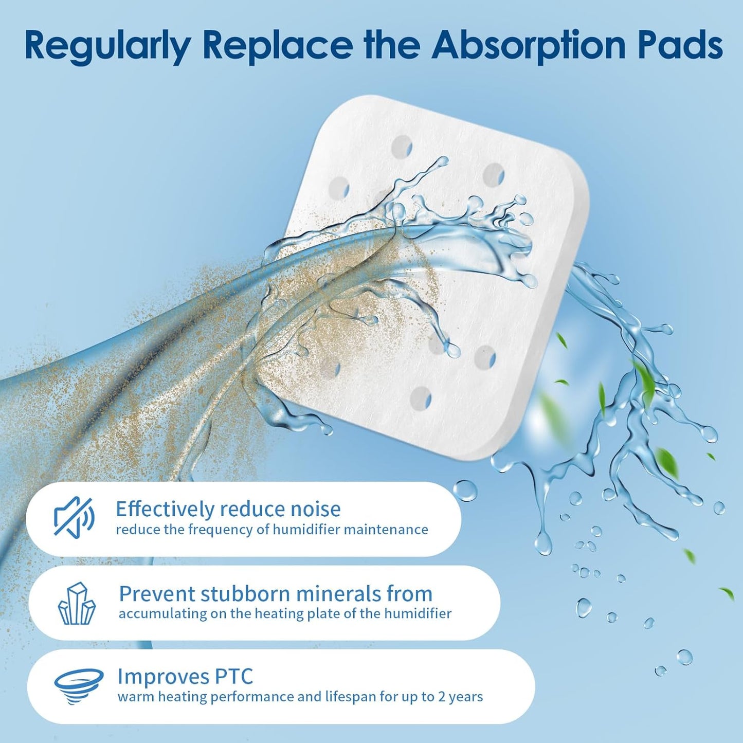 32-Pack Mineral Absorption Pads for Dreo Humidifiers HM713, HM713S/813S - Reduce Limescale & Improve Efficiency