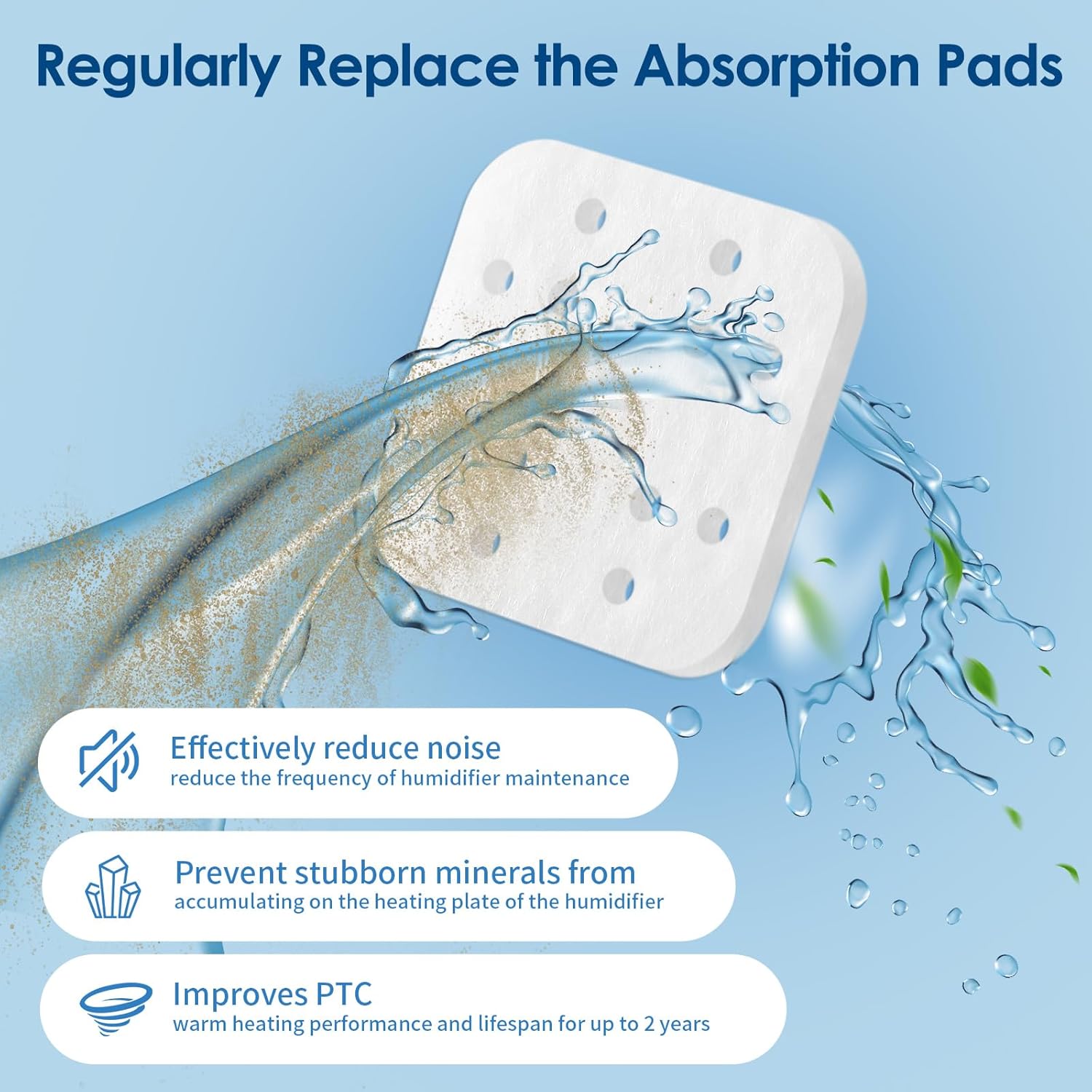 32-Pack Mineral Absorption Pads for Dreo Humidifiers HM713, HM713S/813S - Reduce Limescale & Improve Efficiency