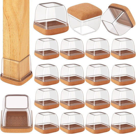 32 Pcs Square Silicone Chair Leg Protectors for Hardwood Floors - Thick, Tear-Resistant Covers to Prevent Scratching - Fits 0.94''–1.45'' Legs