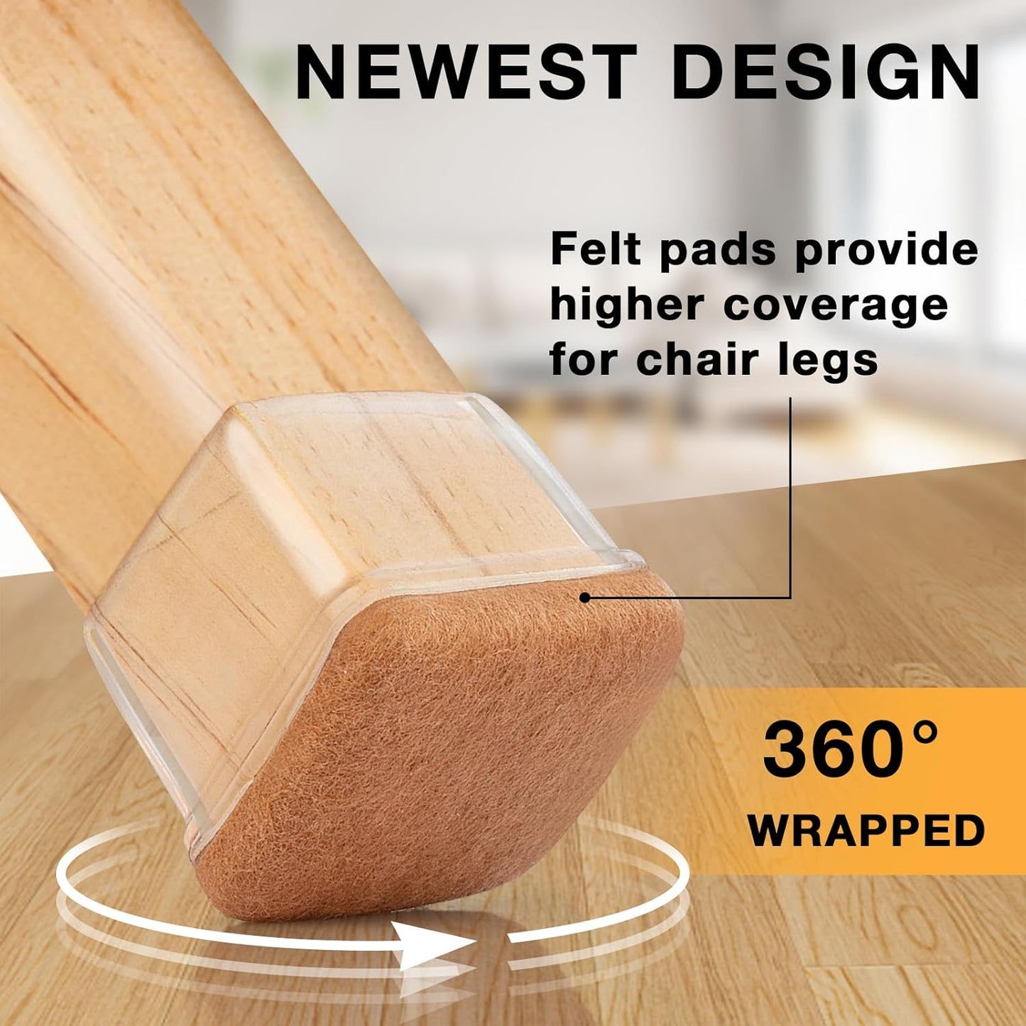 32 Pcs Square Silicone Chair Leg Protectors for Hardwood Floors - Thick, Tear-Resistant Covers to Prevent Scratching - Fits 0.94''–1.45'' Legs