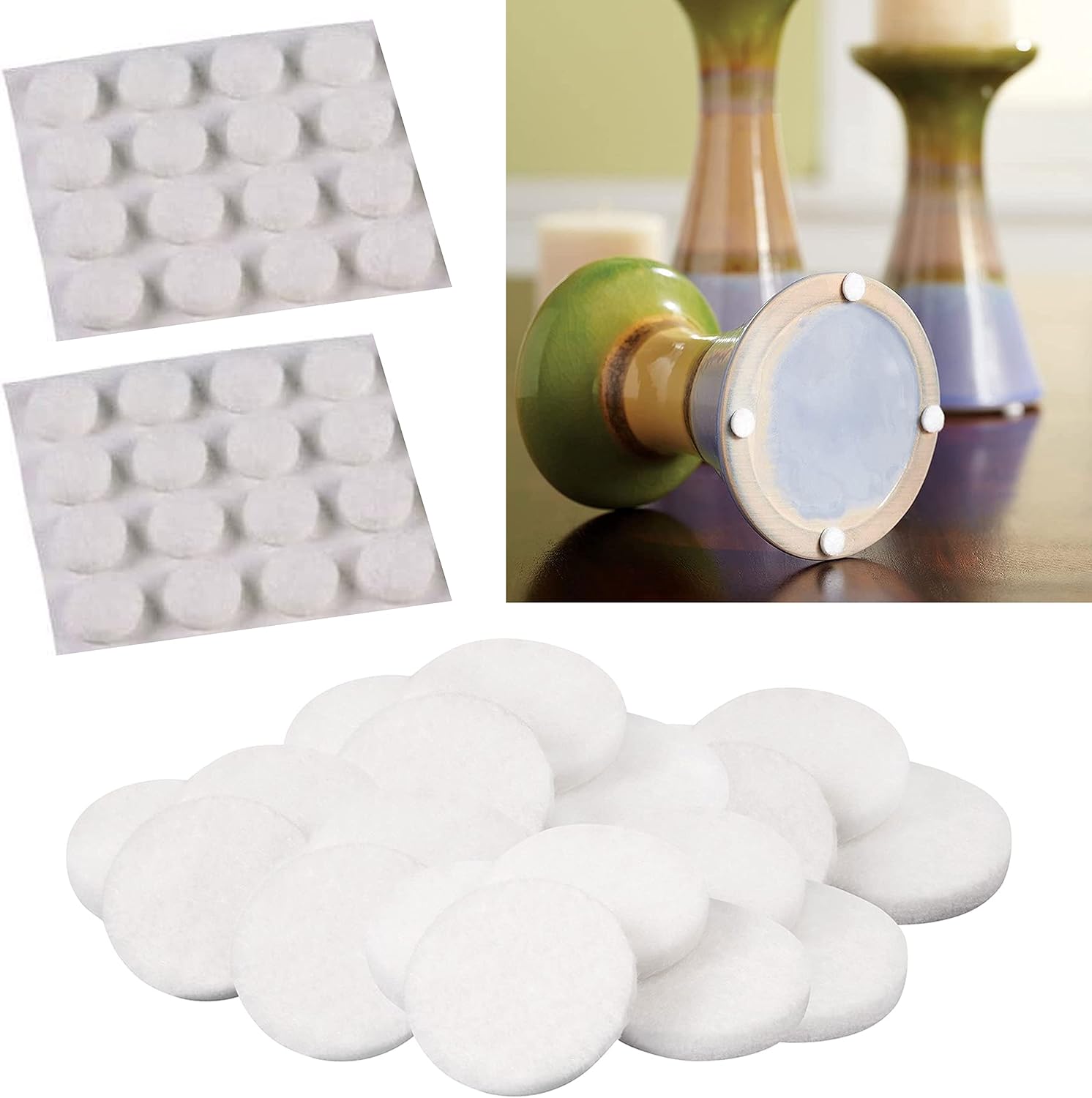 32 PCS White Self Adhesive Felt Furniture Pads - Premium Floor Protectors for Hardwood & Laminate Floors