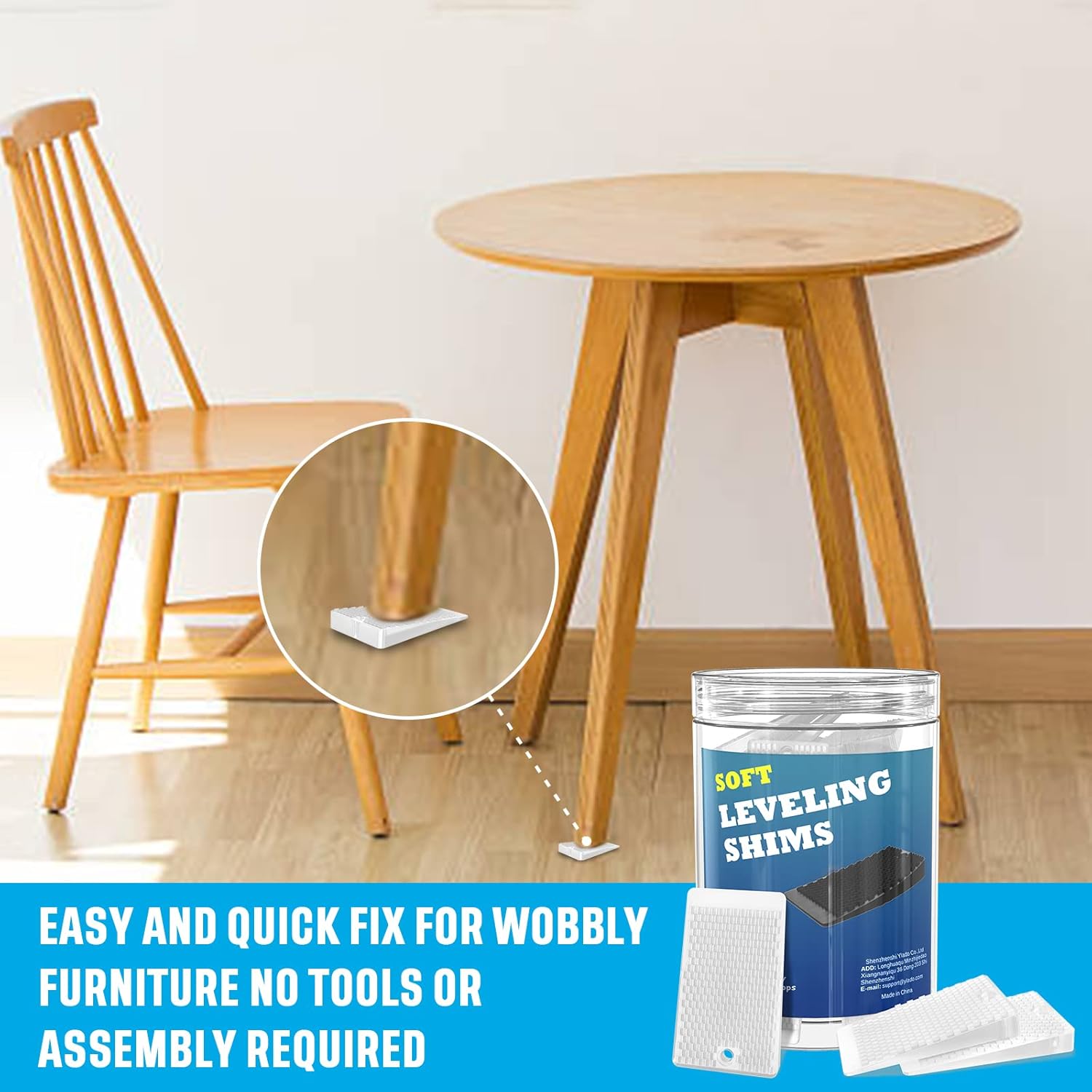 32-Piece YARKOR Furniture Levelers Set | Clear Table Shim for Home Improvement | Rubber Texture Leg Wedges for Restaurant, Doors, Sofa | Non-Slip Firm Levelers
