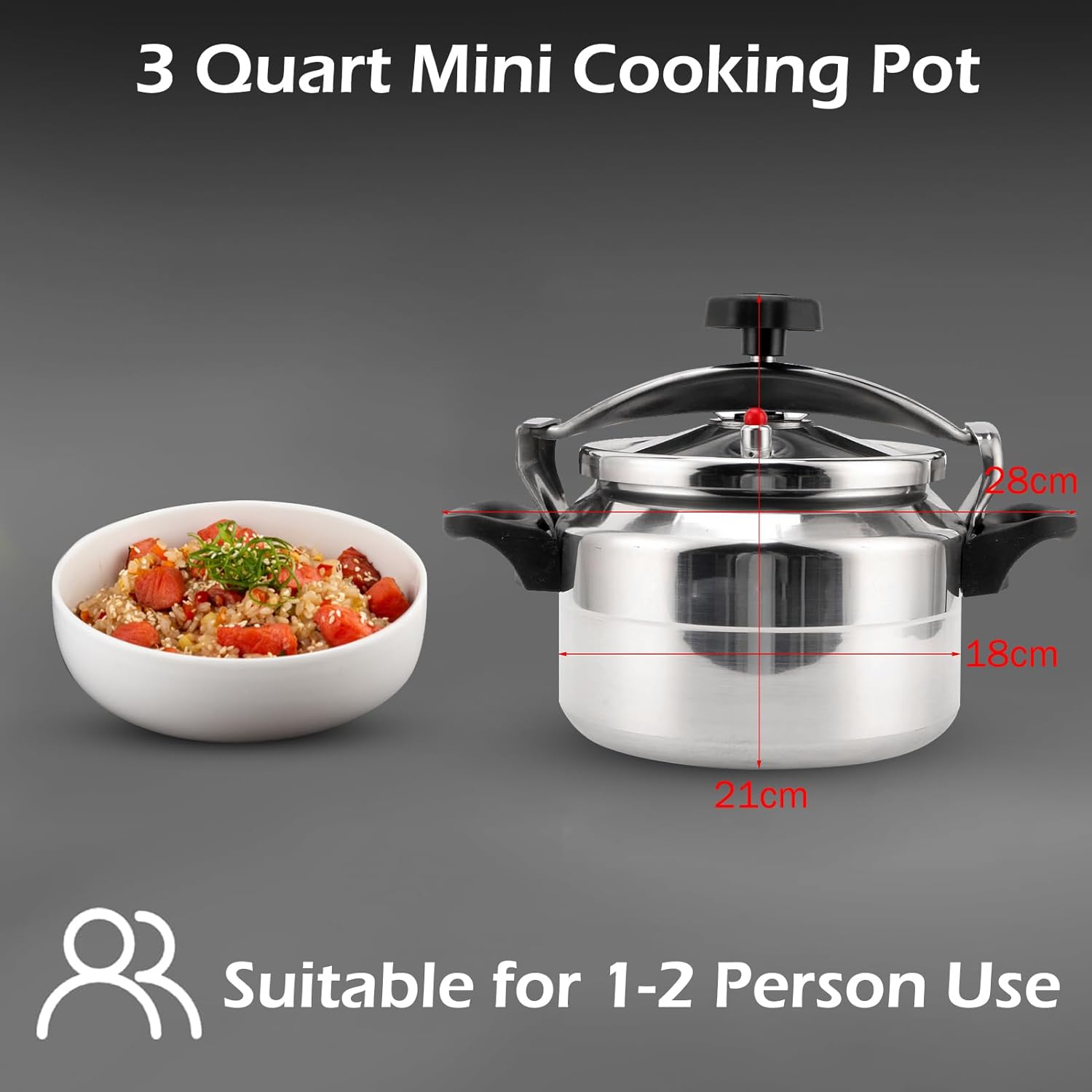3.2 Quart Aluminum Alloy Pressure Cooker for Gas Stove - Explosion Proof Mini Cooking Pot - Housewarming Gift