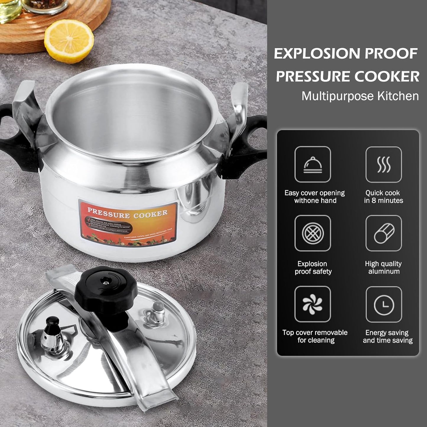 3.2 Quart Aluminum Alloy Pressure Cooker for Gas Stove - Explosion Proof Mini Cooking Pot - Housewarming Gift