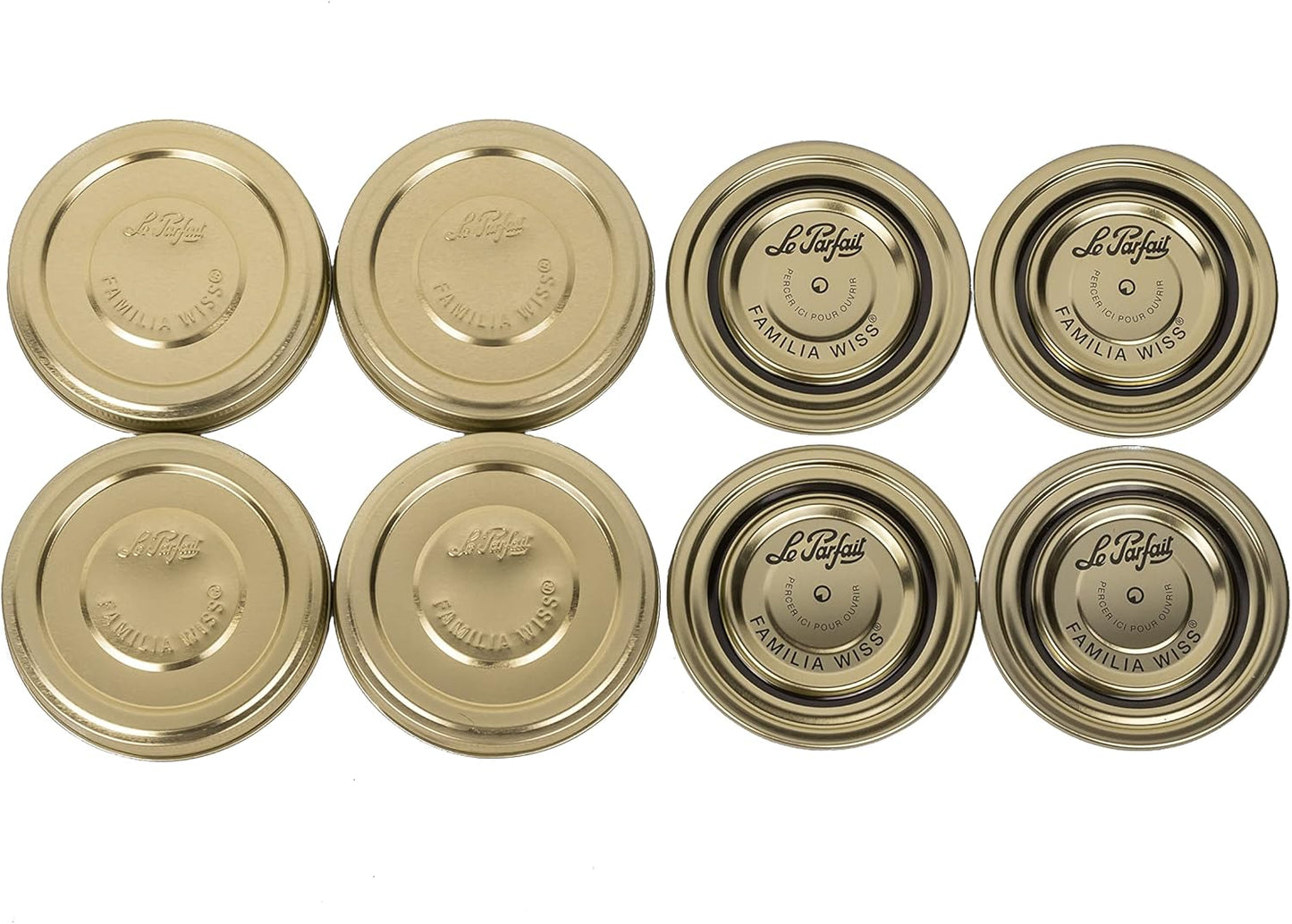 32oz Le Parfait Wide Mouth French Glass Jars with Airtight Gold Lids - Pack of 4 for Canning and Food Storage