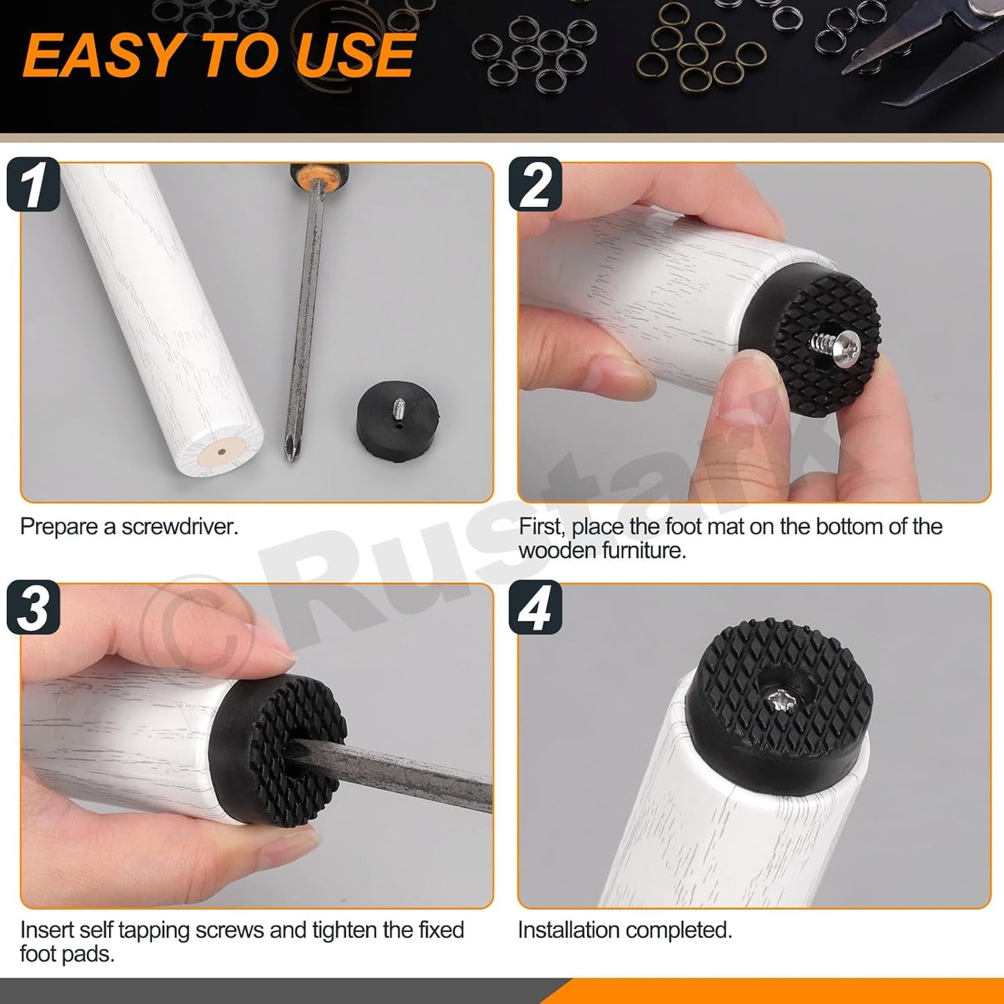 32Pcs 18MM Black Rubber Feet for Furniture, Cutting Boards, and Chairs - Non Slip Round Feet with Strong Screws