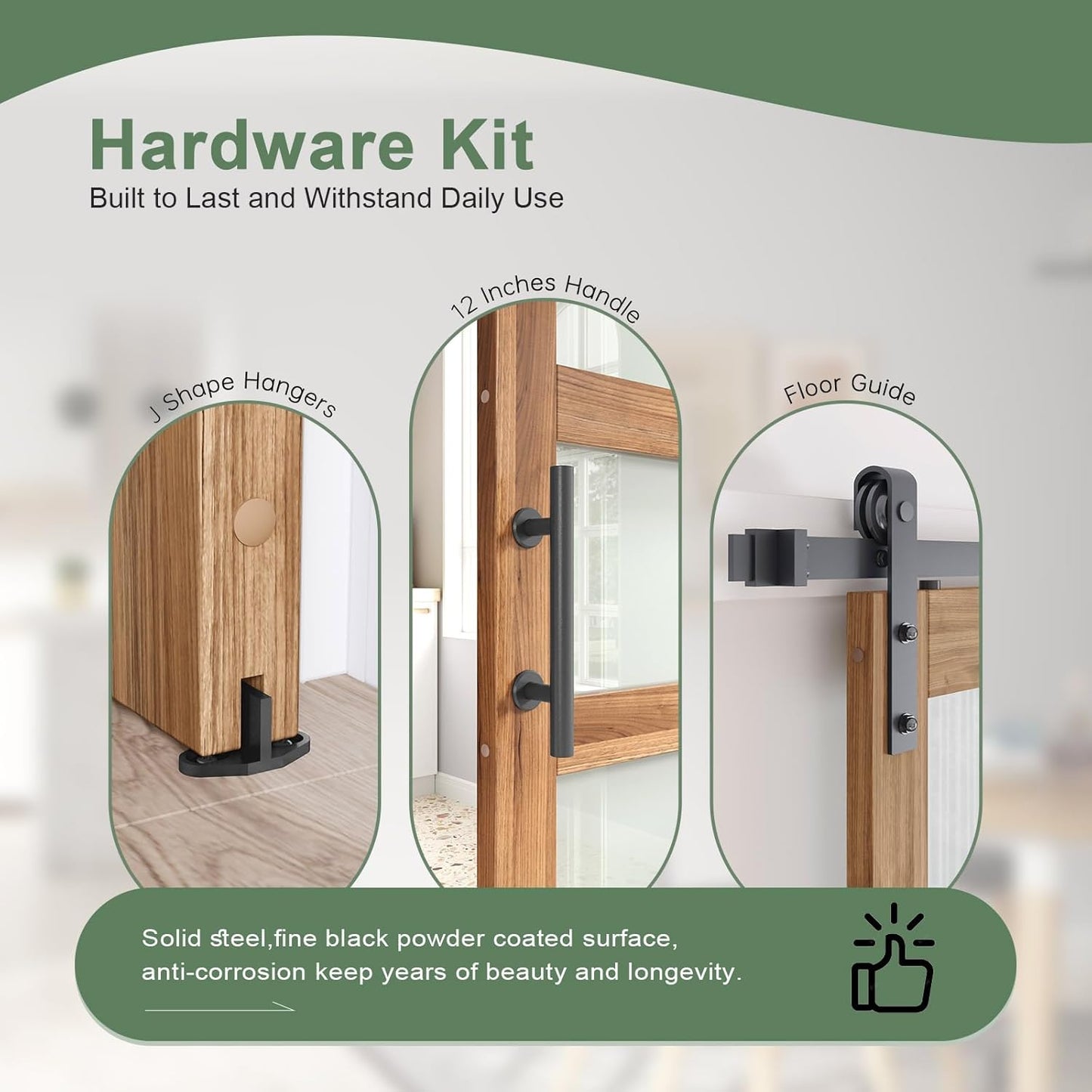 32x80 Glass Barn Door with Sliding Hardware Kit - 5-Panel Frosted Glass, Waterproof Surface, Easy Assembly - Fits 29-30in Opening