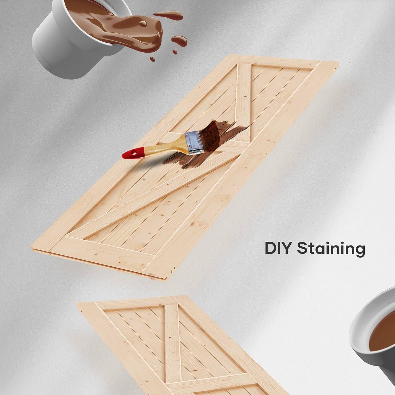 32x84 Sliding Barn Door with 5.5FT Hardware Kit & Handle, DIY Assembly - Easy Install for Interior Rooms & Storage - K-Frame Design