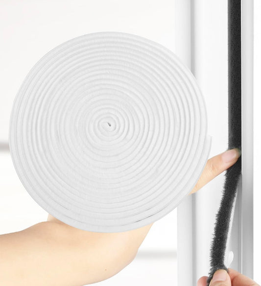 33 Ft Self Adhesive Brush Weather Stripping Seal Strip for Doors and Windows - Soundproof, Windproof, Dustproof - White - 11/32 x 3/16 inch Brush Size