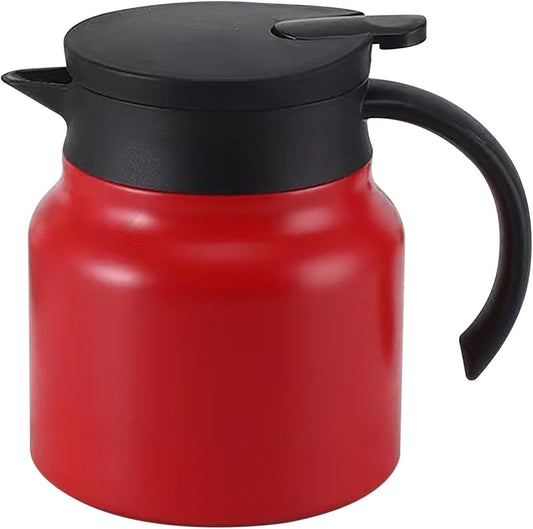 33.8oz Stainless Steel Thermal Coffee Carafe with Filter Screen - Portable Double Walled Vacuum Thermos for Hot Beverages - Red