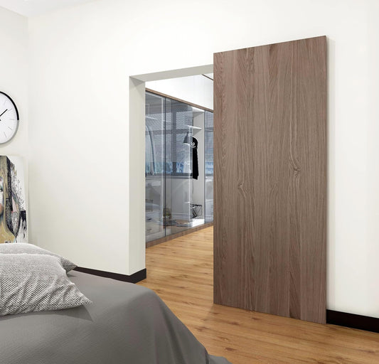 34" DIYHD Sliding Barn Door Hardware Kit w/ Soft Close Mechanism - No Floor Track, Fits Openings 28" Wide - Concealed Installation