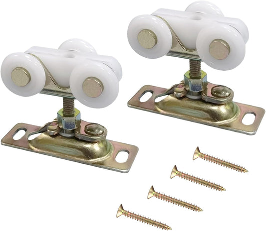 3/4 Inch Sliding Pocket Door Rollers Assembly with Top Hanger - Replacement Part for Johnson Hardware Kit - Bypass & Closet Doors - WildKart