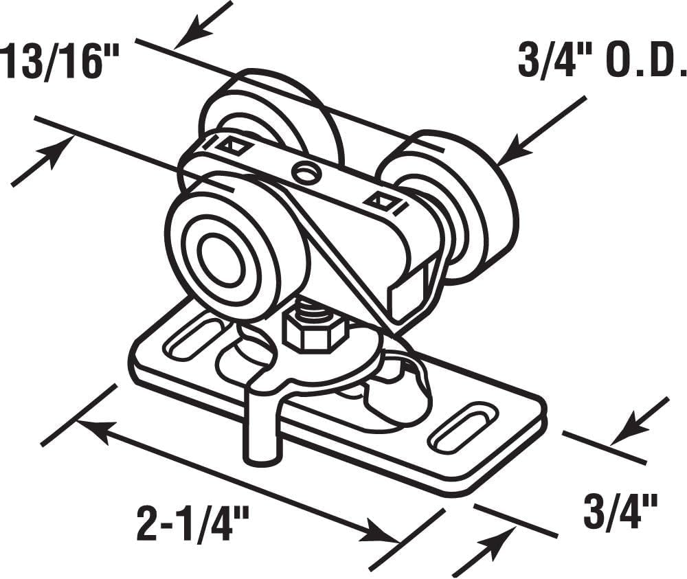 3/4 Inch Sliding Pocket Door Rollers Assembly with Top Hanger - Replacement Part for Johnson Hardware Kit - Bypass & Closet Doors - WildKart