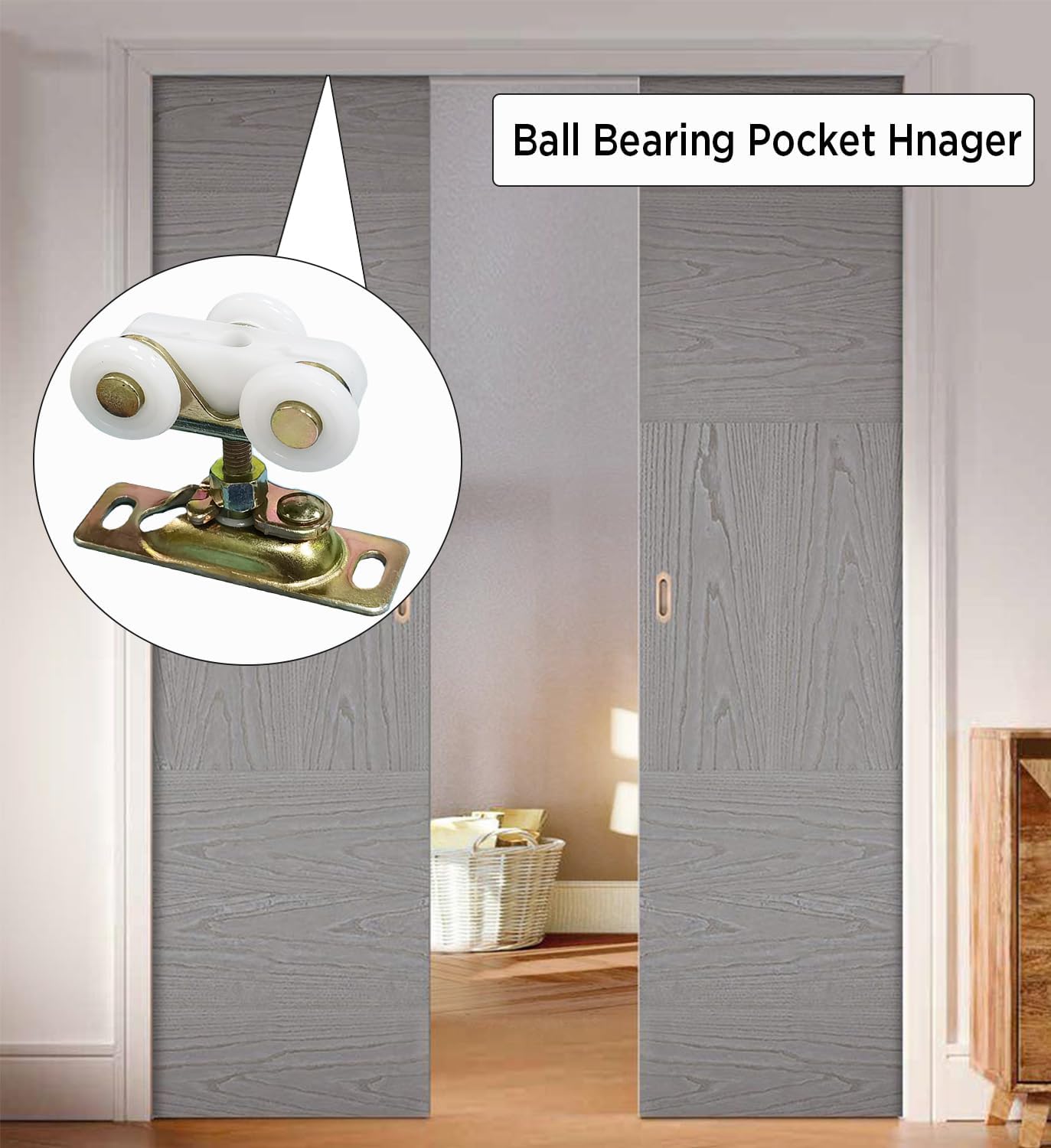 3/4 Inch Sliding Pocket Door Rollers Assembly with Top Hanger - Replacement Part for Johnson Hardware Kit - Bypass & Closet Doors - WildKart