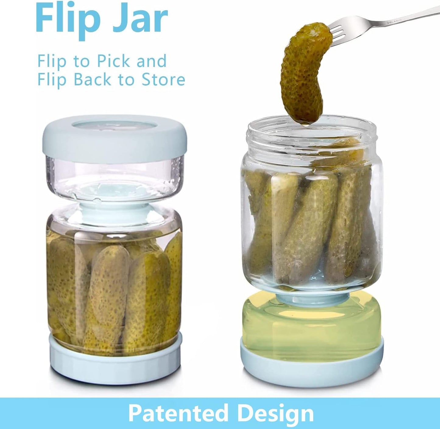 34oz Luvan Pickle Jar with Strainer Flip and Airtight Lid - Glass Pickle Storage Container for Olive, Jalapeno, and Sliced Pickles - Dishwasher Safe Jar with Juice Separator