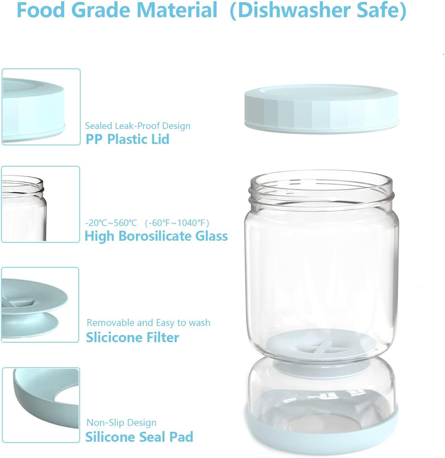 34oz Luvan Pickle Jar with Strainer Flip and Airtight Lid - Glass Pickle Storage Container for Olive, Jalapeno, and Sliced Pickles - Dishwasher Safe Jar with Juice Separator