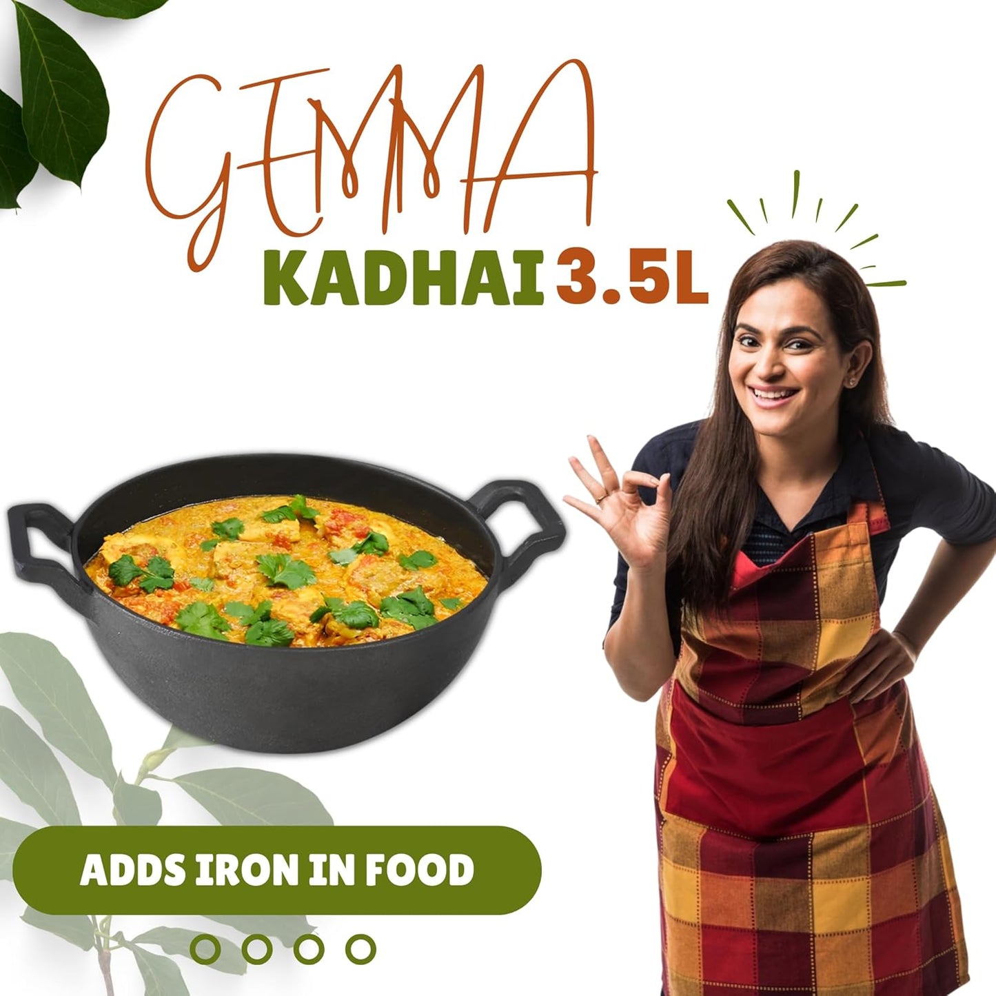3.5 LTR Cast Iron Kadai for Cooking & Deep Frying | Gas & Induction Friendly | Loha Kadai