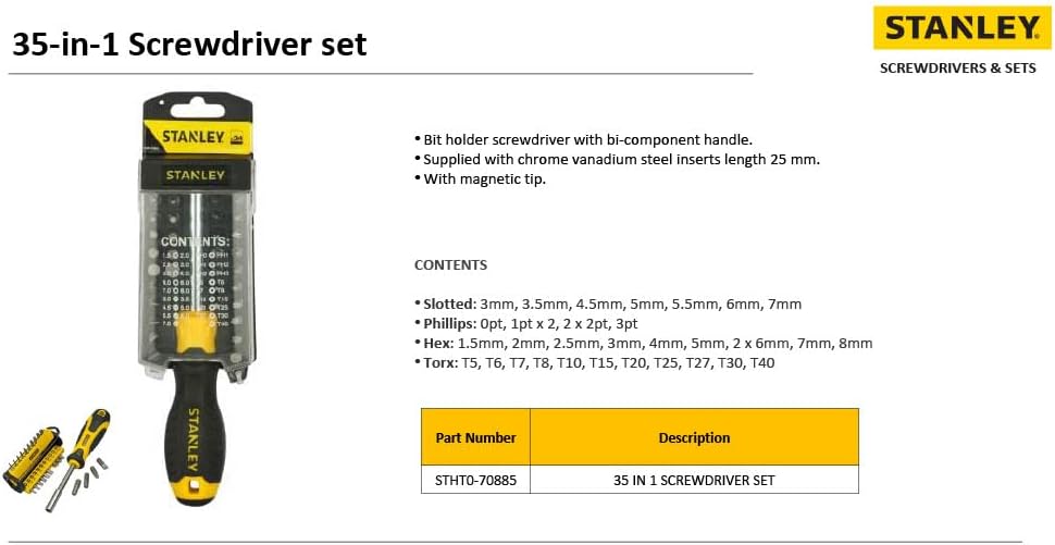 35-Piece Stanley Screwdriver Set: High-Quality Tools for Home Improvement