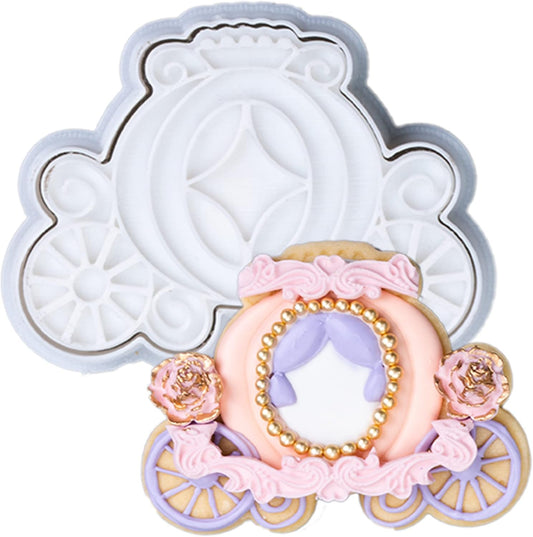 3.5" Princess Carriage Cookie Cutter with 3D Stamper - Baking & Party Supplies for Kitchen Cake Decorating & Gifts