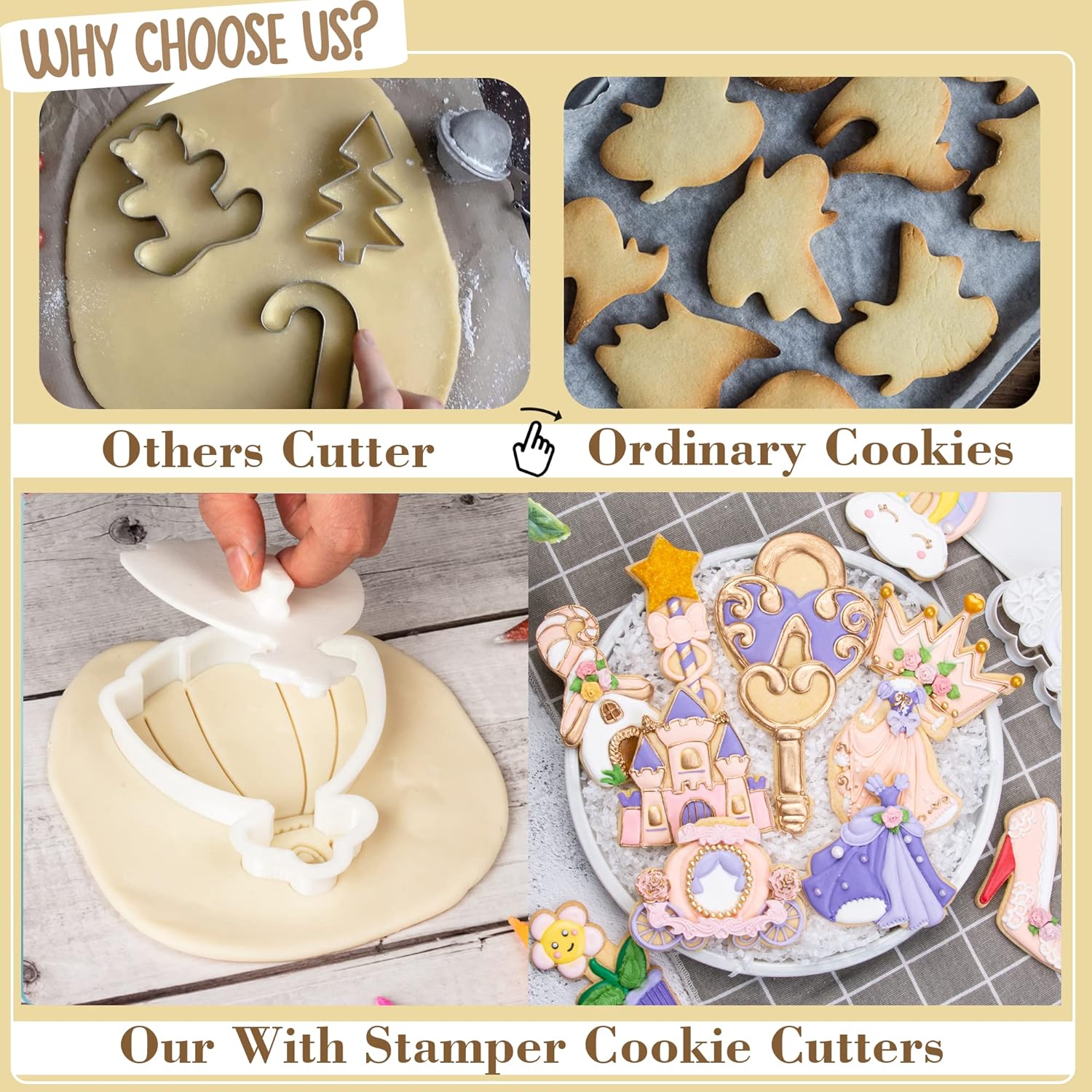 3.5" Princess Carriage Cookie Cutter with 3D Stamper - Baking & Party Supplies for Kitchen Cake Decorating & Gifts