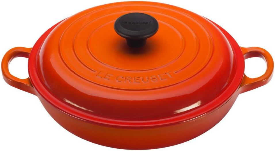 3.5 qt. Le Creuset Signature Braiser in Flame Red Enameled Cast Iron