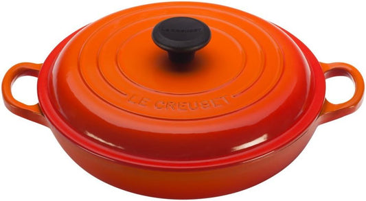 3.5 qt. Le Creuset Signature Braiser in Flame Red Enameled Cast Iron