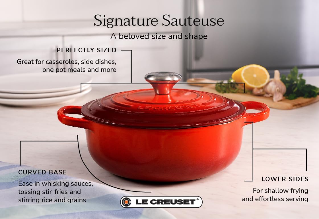 3.5 qt. Le Creuset Signature Sauteuse Oven in Licorice Enameled Cast Iron