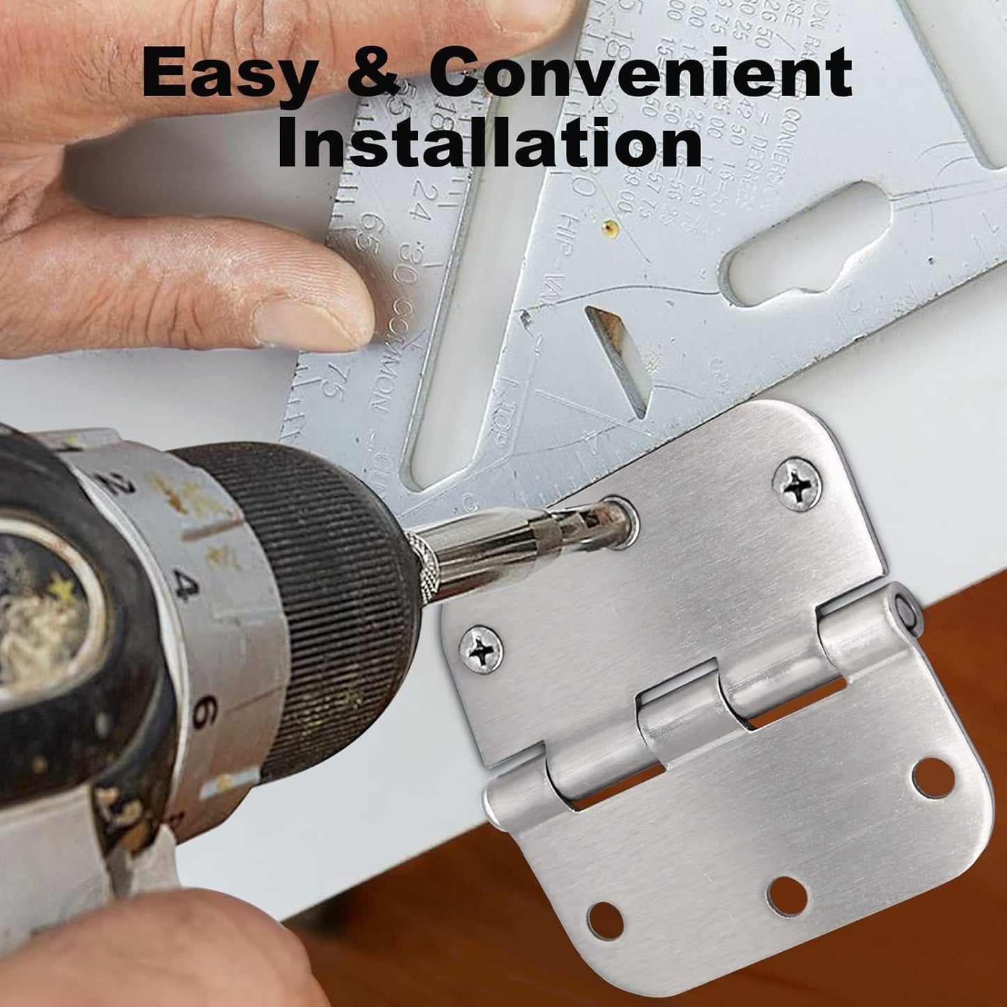 3.5 x 3.5 Inch Brushed Nickel Door Hinges with 5/8" Radius Corners - Pack of 3