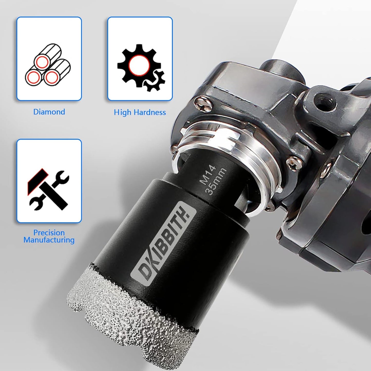 35mm Dry Diamond Core Drill Bit Set for Porcelain, Ceramic, Marble, Brick - Includes Hole Saw, Thread, and Hex Shank Adapter