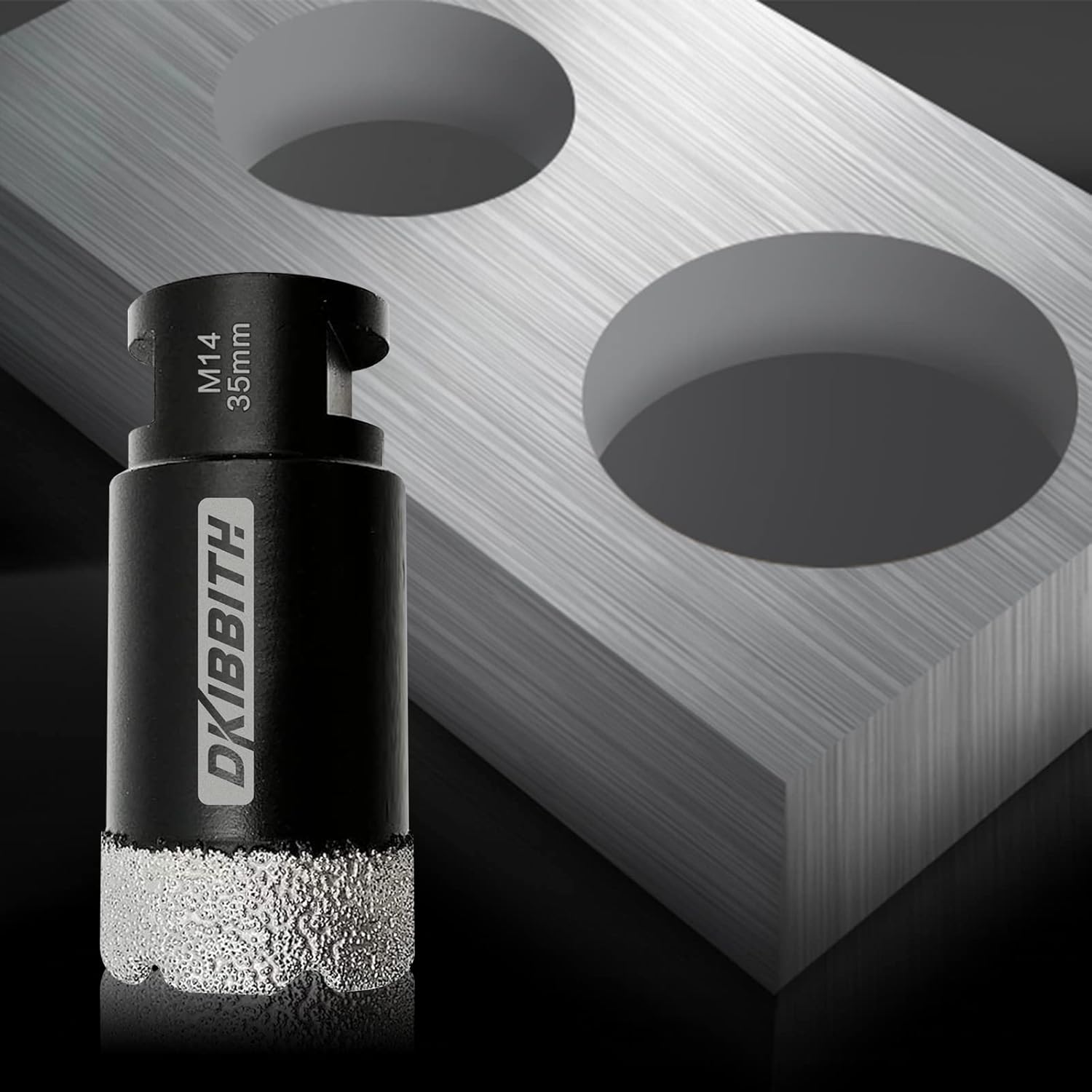 35mm Dry Diamond Core Drill Bit Set for Porcelain, Ceramic, Marble, Brick - Includes Hole Saw, Thread, and Hex Shank Adapter