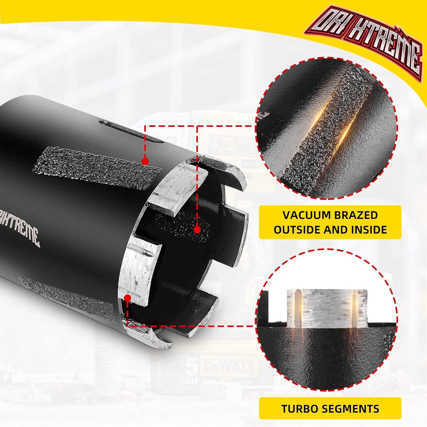 35mm ORIXTREME Diamond Core Drill Bits - 1-3/8 Inch Granite Hole Saw for Dry Drilling Concrete, Marble, Stone - 5/8-11 Thread