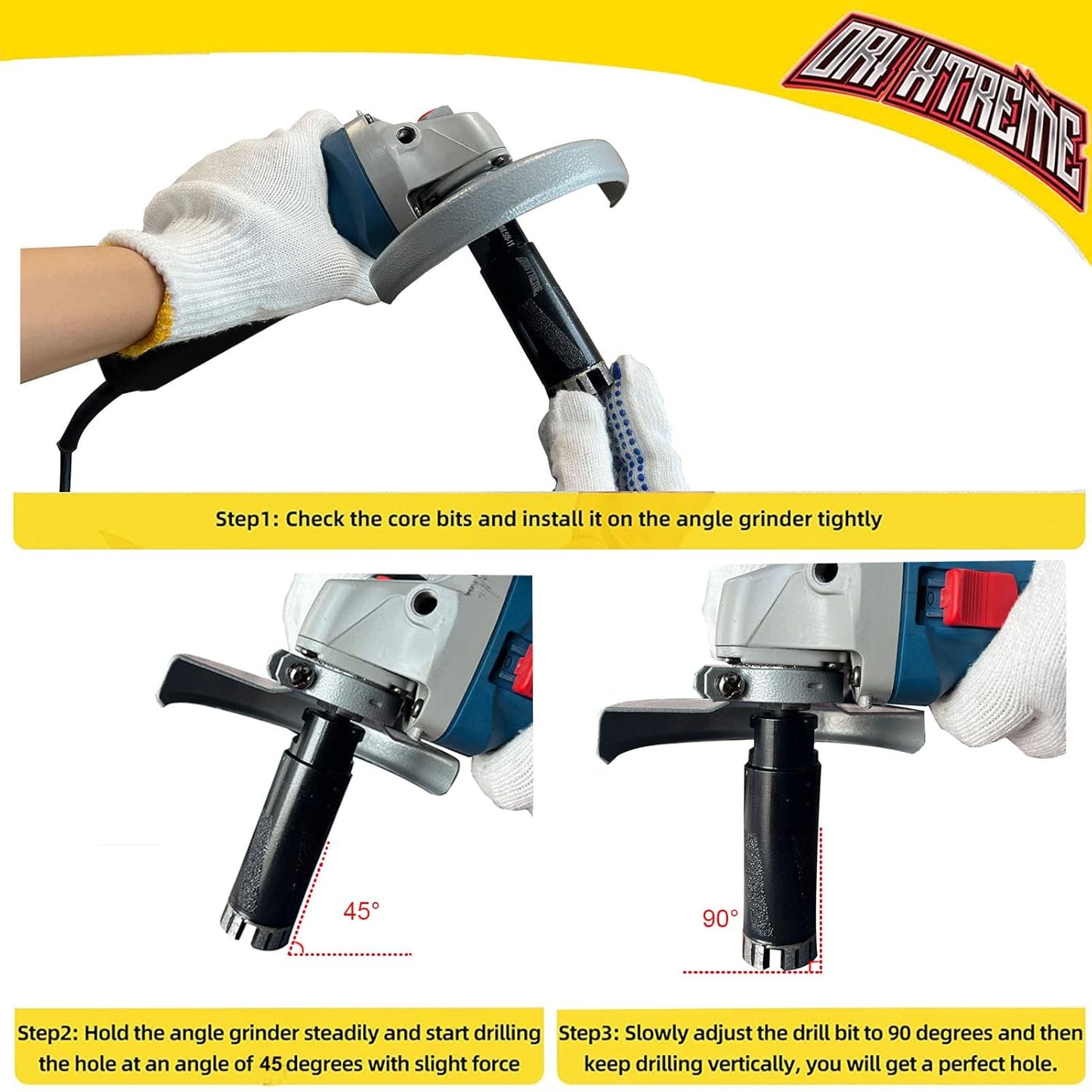 35mm ORIXTREME Diamond Core Drill Bits - 1-3/8 Inch Granite Hole Saw for Dry Drilling Concrete, Marble, Stone - 5/8-11 Thread