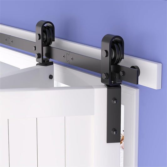 36" Bifold Barn Door Hardware Kit - Space Saving Folding Design, Black Corrosion-Resistant Finish - WildKart