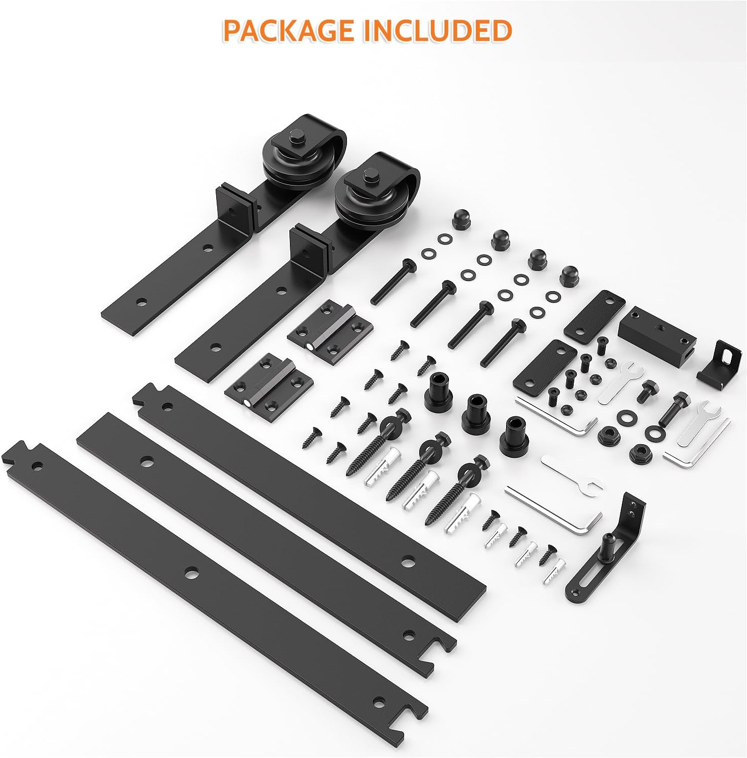 36" Bifold Barn Door Hardware Kit - Space Saving Folding Design, Black Corrosion-Resistant Finish - WildKart