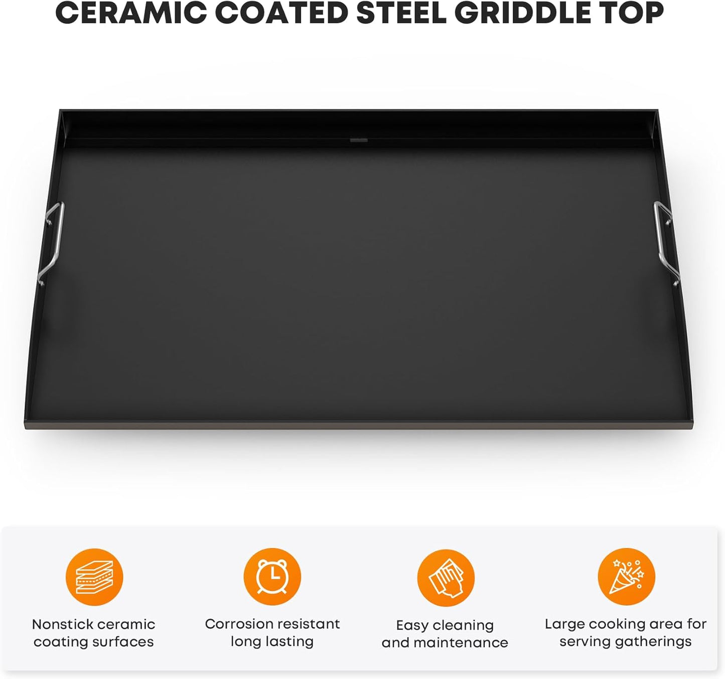 36" Blackstone Gas Grill Flat Top Griddle Replacement with Ceramic Coating and Rear Grease System