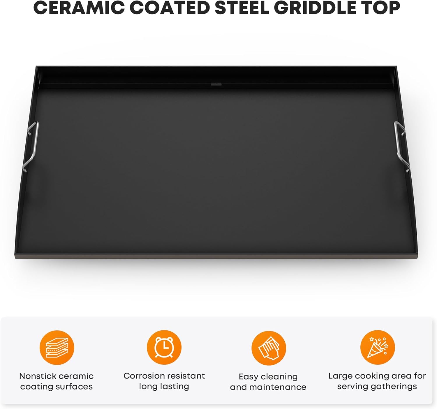 36" Blackstone Gas Grill Flat Top Griddle Replacement with Ceramic Coating and Rear Grease System