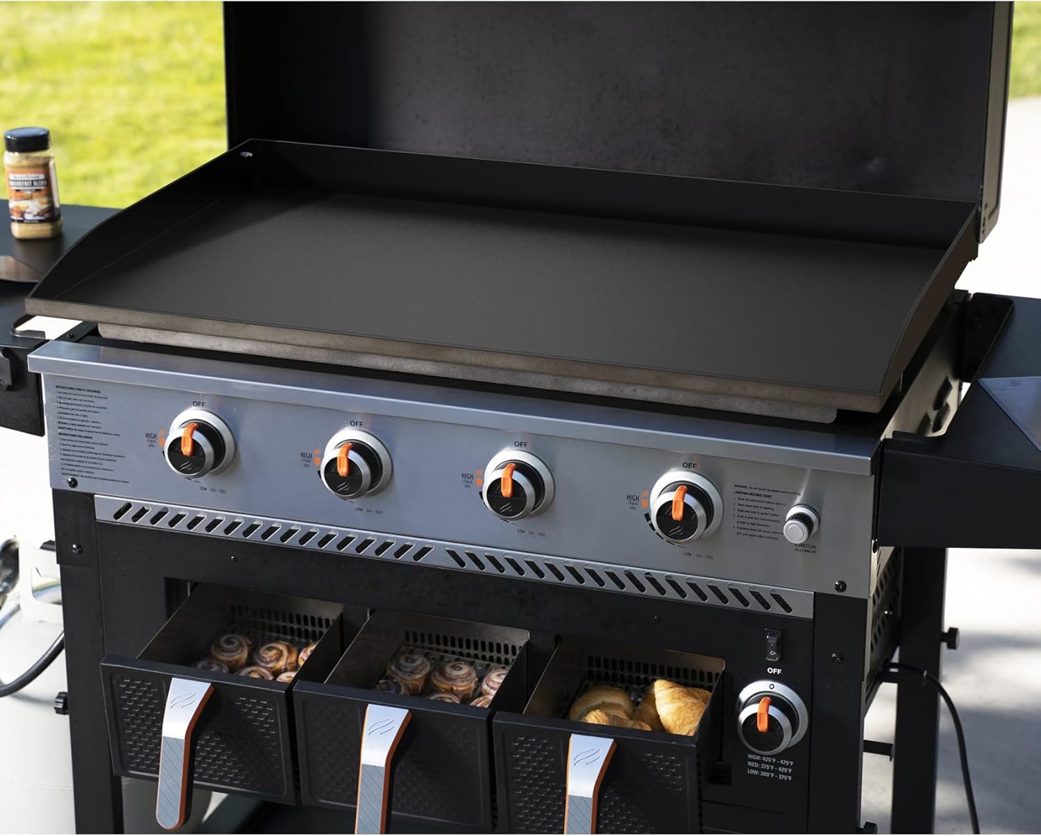 36" Blackstone Gas Grill Flat Top Griddle Replacement with Ceramic Coating and Rear Grease System
