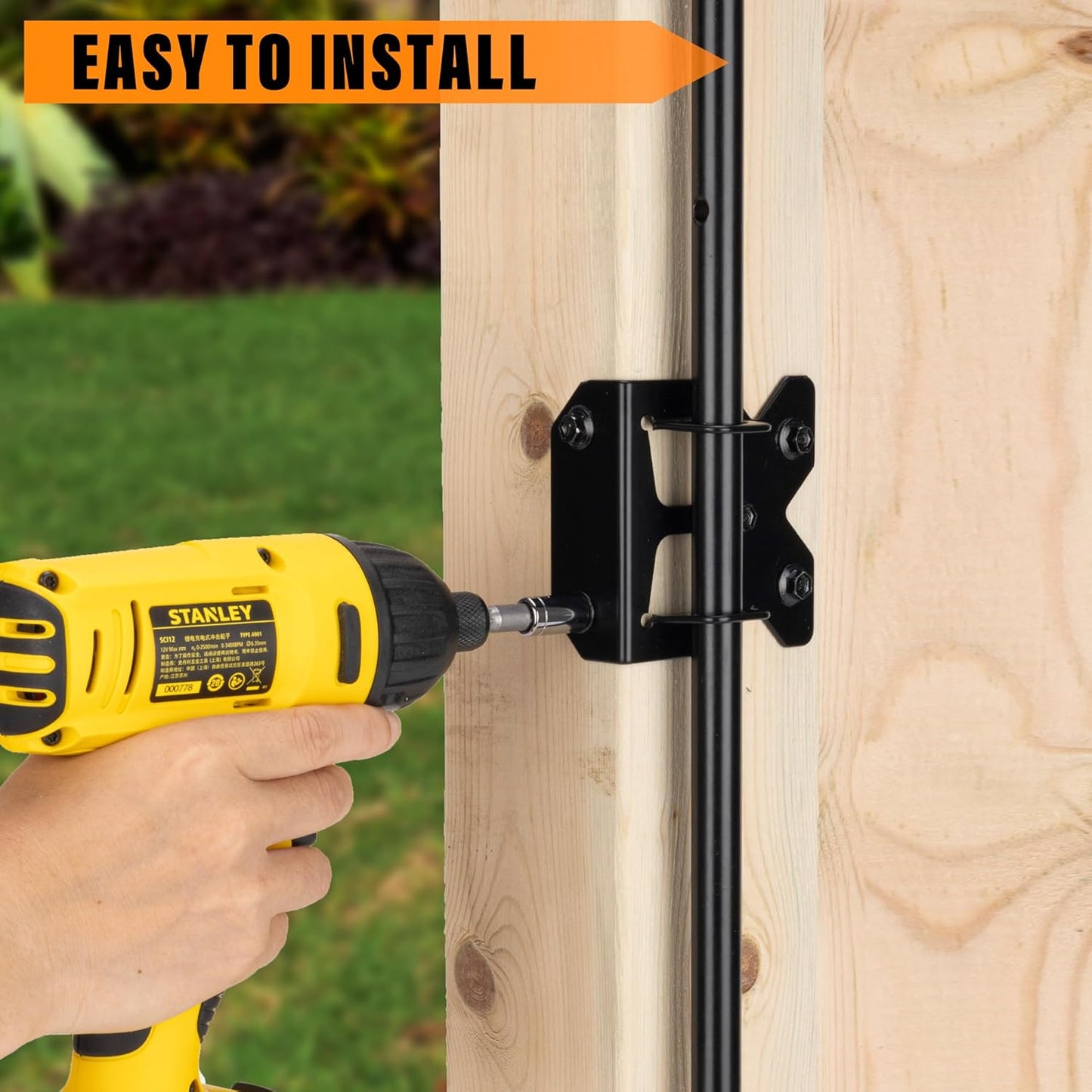 36" Heavy Duty Cane Bolt Gate Drop Rod-Steel Ground Latch for Wood, Metal, Vinyl Gates & Double Doors