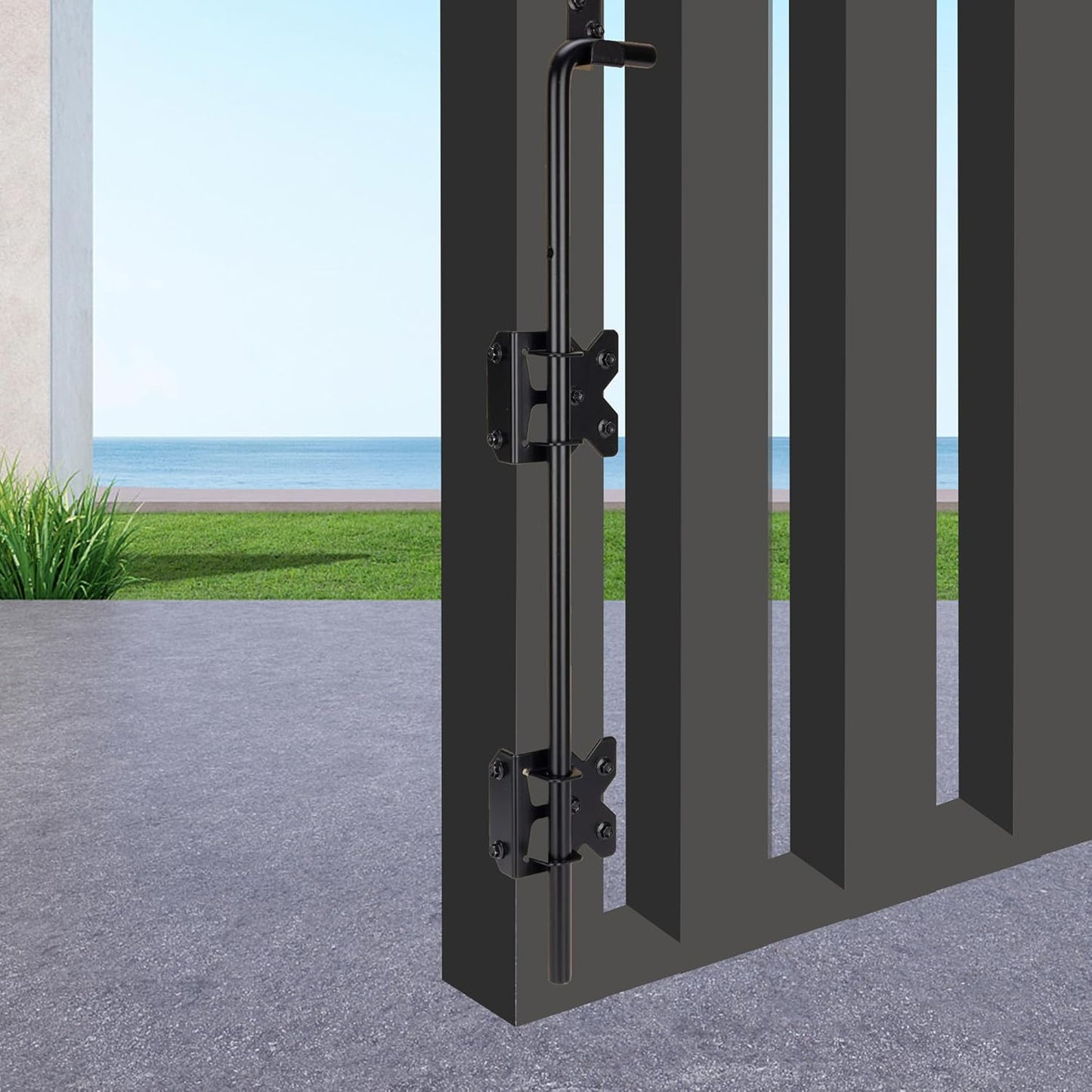 36" Heavy Duty Cane Bolt Gate Drop Rod-Steel Ground Latch for Wood, Metal, Vinyl Gates & Double Doors