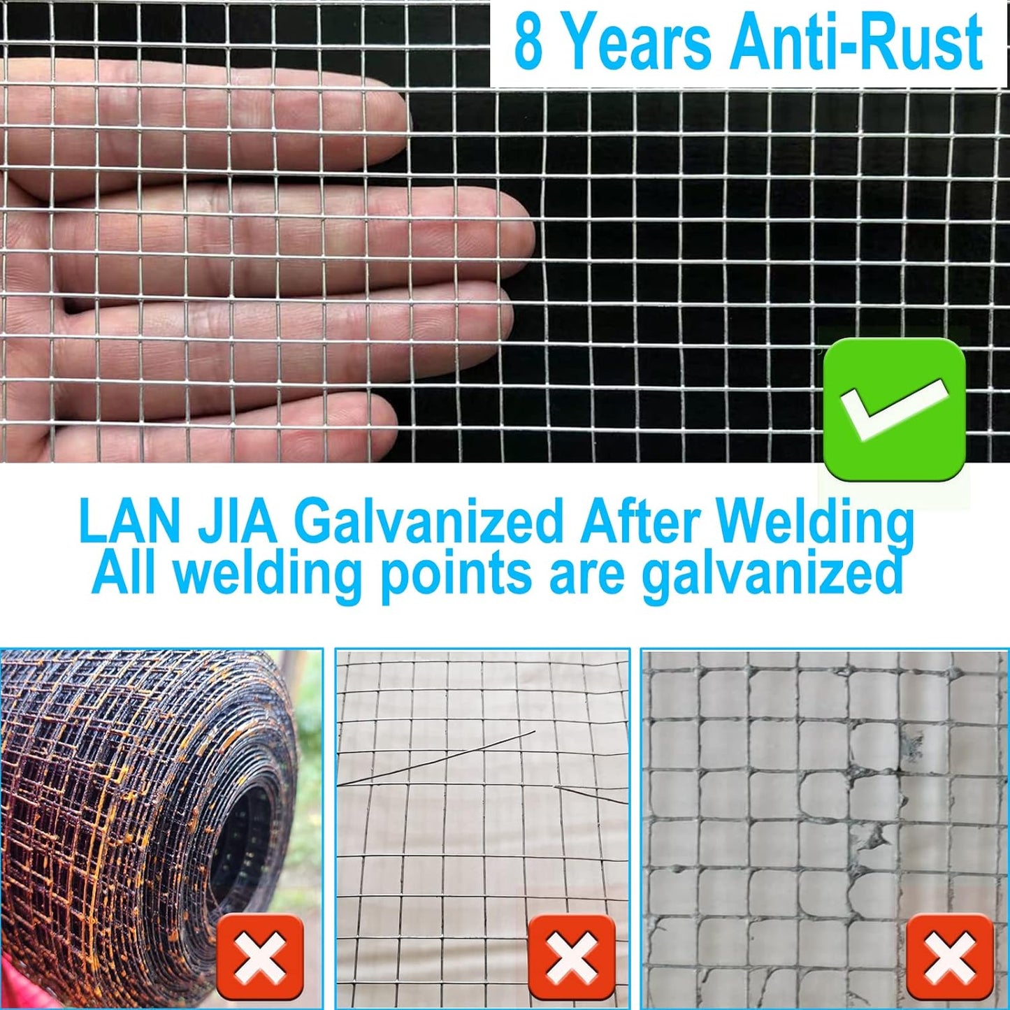 36" x 100' 1/4 inch Mesh Hardware Cloth Roll - 23 Gauge Galvanized Wire Fence for Chicken Wire, Welded Fencing, Gopher Barrier - WildKart