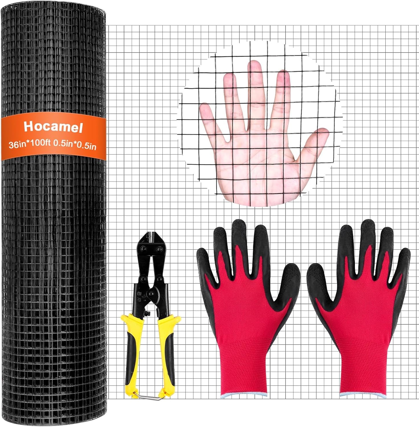 36 x 100 ft Black Vinyl Coated Hardware Cloth 1/2 inch Mesh Roll - 19 Gauge Galvanized Wire Metal Fencing for Poultry Cage and Home Projects