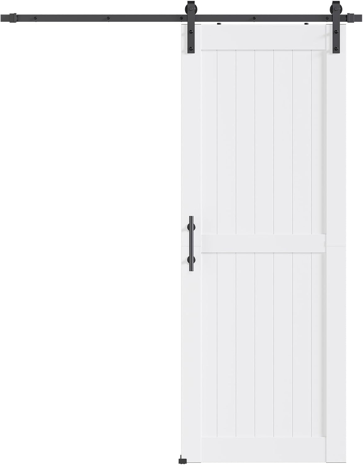 36 x 96 inch White PVC Vinyl Barn Door with Sliding Hardware Kit - Lightweight, Predrilled, Assembly Required