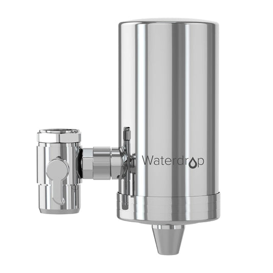 360° Rotating Stainless Steel Waterdrop Water Filter for Sink Faucet - NSF Certified Purifier for Kitchen Sink, Long Lasting Tap Filter, Reduce Chlorine - 1 Filter