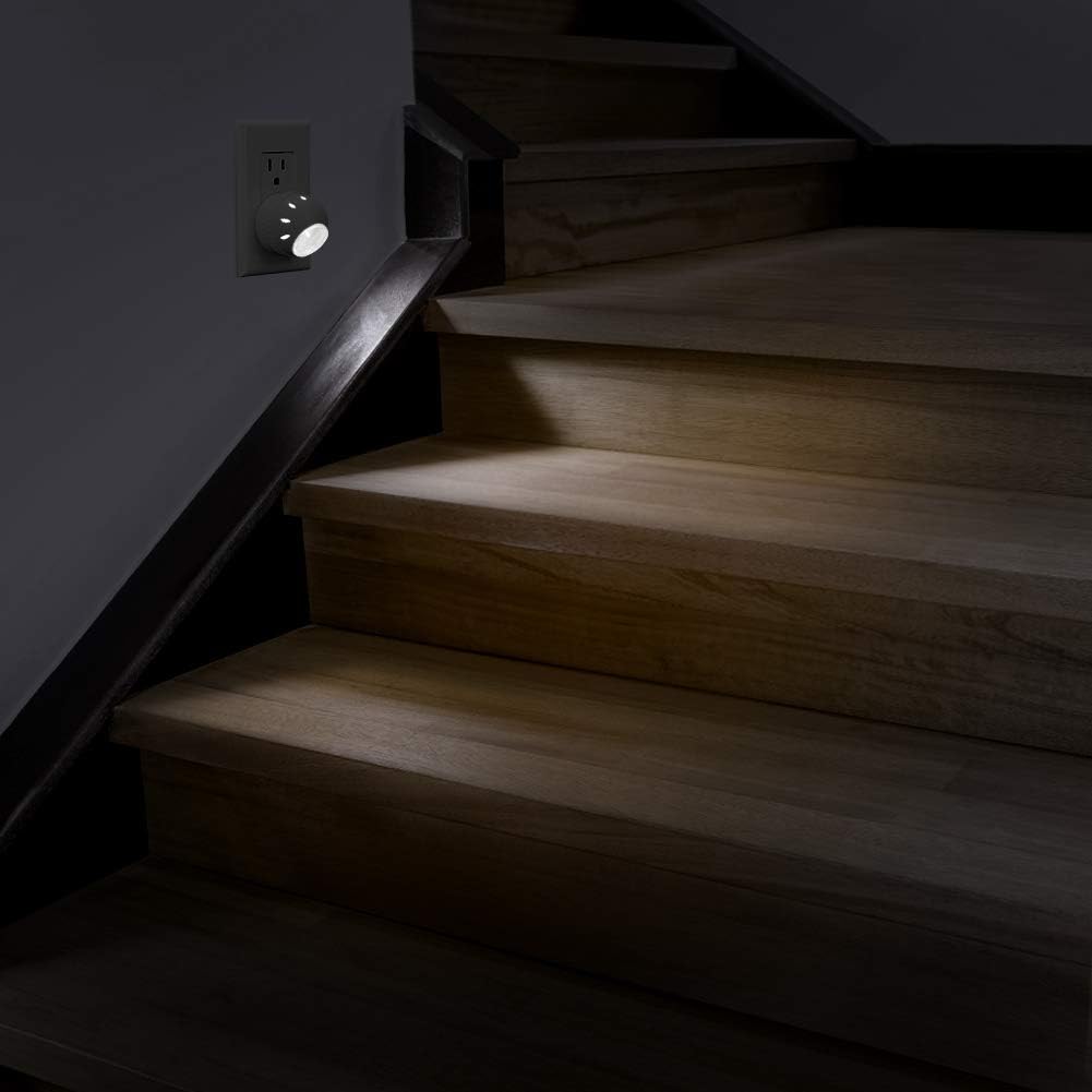 360° Rotation Neutral White LED Nightlights with Dusk to Dawn Sensor - 6 Pack for Bedroom, Hallway, Bathroom, Kitchen, Stairways, Corridor - Kids & Adults Friendly