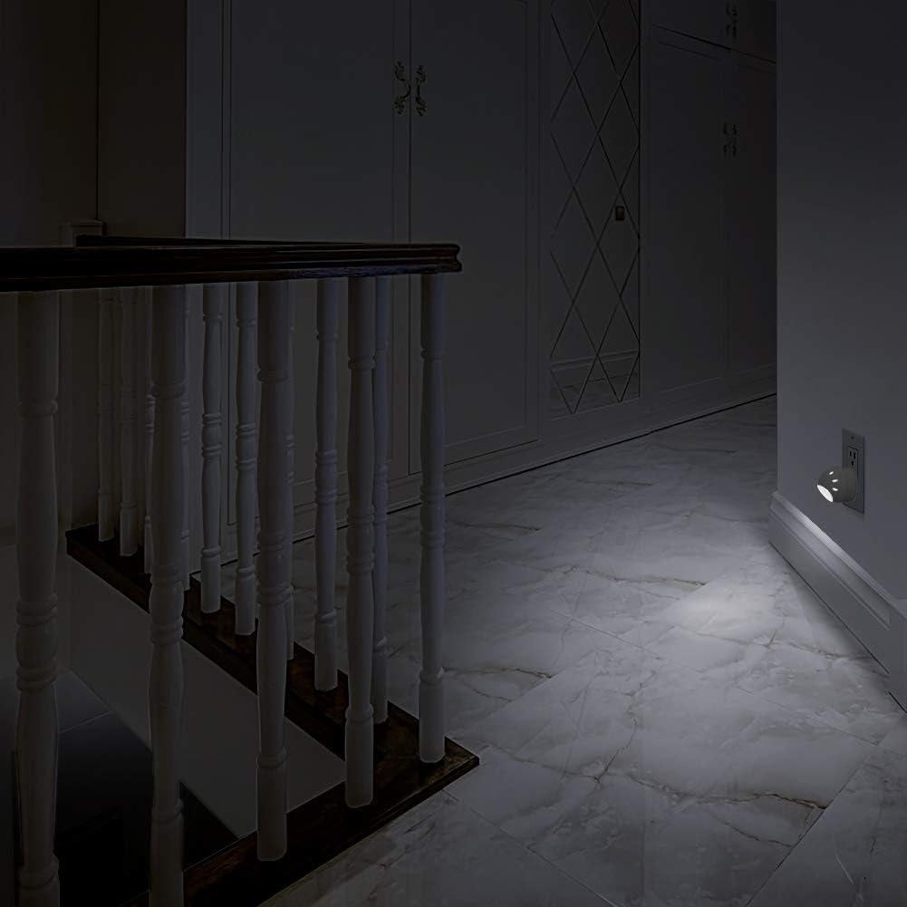 360° Rotation Neutral White LED Nightlights with Dusk to Dawn Sensor - 6 Pack for Bedroom, Hallway, Bathroom, Kitchen, Stairways, Corridor - Kids & Adults Friendly