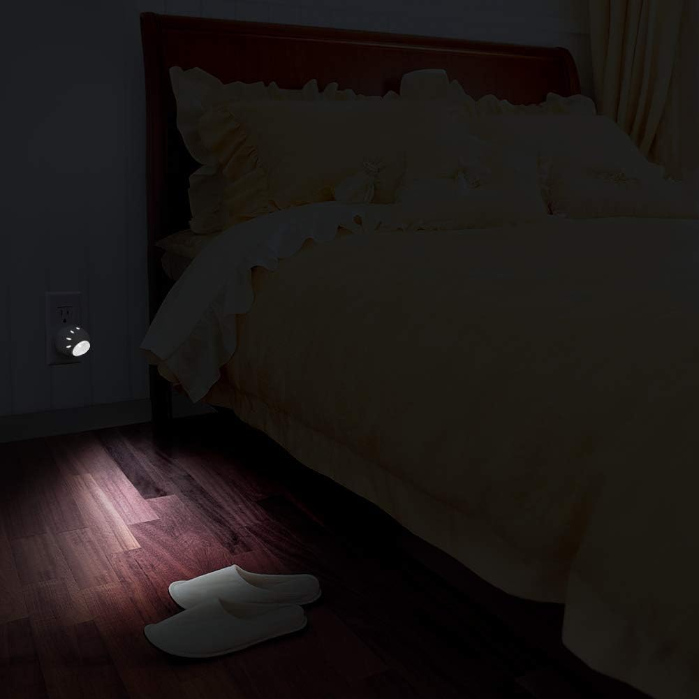 360° Rotation Neutral White LED Nightlights with Dusk to Dawn Sensor - 6 Pack for Bedroom, Hallway, Bathroom, Kitchen, Stairways, Corridor - Kids & Adults Friendly