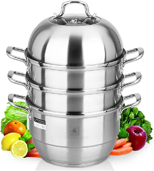 36cm Steamer Cookware Soup Pot Food Grade 304 Stainless Steel 3-Layer Composite Pot Bottom Ideal for Steamed Buns and Stewed Chicken Soup